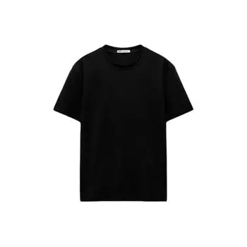 Zara Пуловер Футболка с коротким рукавом и круглым вырезом Женские топы Черный 3253322-800 M