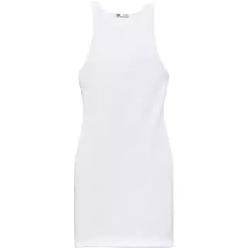 Zara Round Neck Sleeveless Dress With Back Opening Design Women dresses White 4174351-250 S