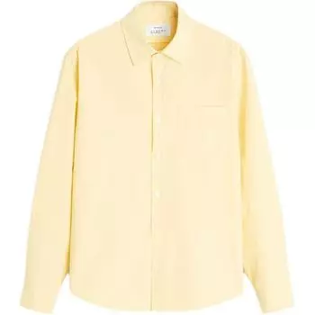 Zara Рубашка Slim Fit с карманами и атласным эффектом, с длинным рукавом, мужская рубашка светло-желтого цвета 5369300-321 M