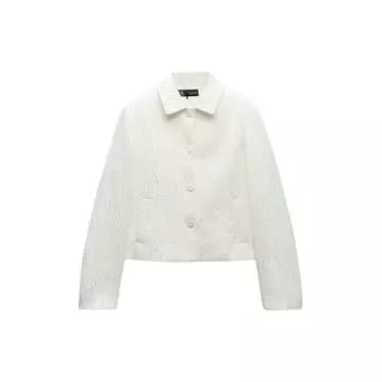 Zara Shiny Solid Color Single-Breasted Blazer Women blazers Off-White 1165130-251 L