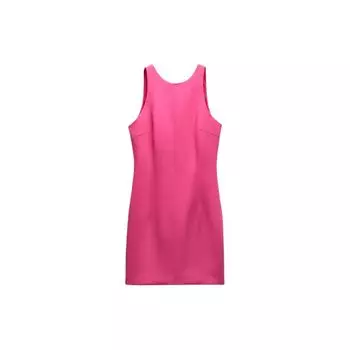 Zara Slim Fit Solid Color Round Neck Sleeveless Dress Women Dresses Deep-Purple-Red 2487759-630 S