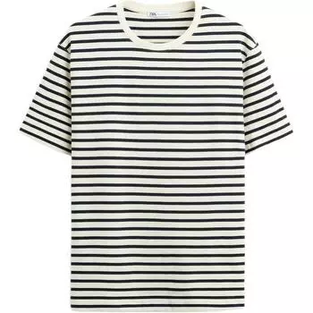 Zara Slim Fit Straight Basic Short Sleeve T-Shirt Men Tops Blue 1887470-066 M