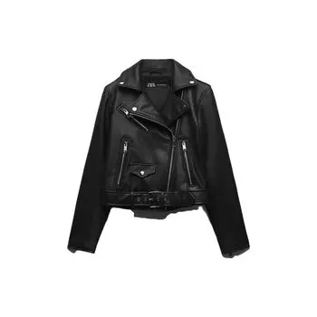 Zara Solid Color Asymmetrical Zip Jacket Women jackets Black 03046060800 XS