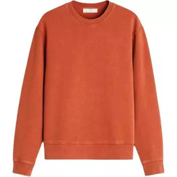 Zara Solid Color Casual Slim Fit Crew Neck Long Sleeve Sweatshirt Men sweatshirt Coral 0761461-679 L