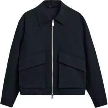 Zara Solid Color Casual Zip Long Sleeve Jacket Men jackets Ocean-Blue 0706512-401 S