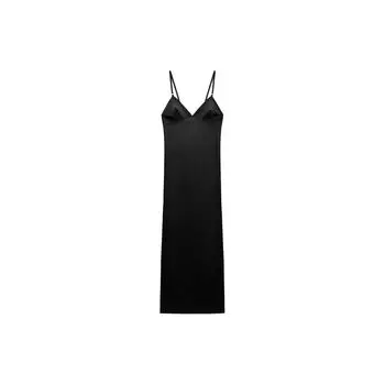 Zara Solid Color Comfortable Casual Versatile Cami Dress Women dresses Black 4661320-800 S