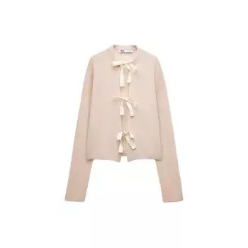 Zara Solid Color Comfortable Long Sleeve Sweater Women sweater Light-Gray Pink 5755009-676 L