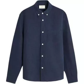Zara Solid Color Comfortable Slim Fit Long Sleeve Shirt Men shirts Ocean-Blue 5344306-401 S
