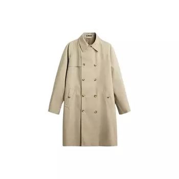 Zara Solid Color Double Breasted Mid Length Coat Men coats Beige 5854330 710 XL