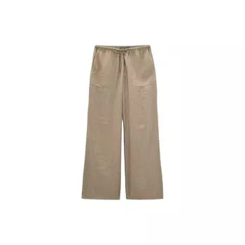 Zara Solid Color Double Pocket Tied Straight Casual Pants Women bottoms Dark-Gray-Brown 5427480-832 S