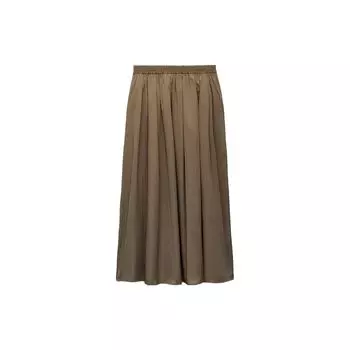 Zara Solid Color High Waist Mid Length Loose Casual Skirt Women skirts Khaki 04437246505-33 L