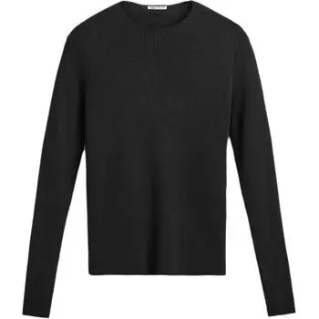 Zara Solid Color Knit Crew Neck Long Sleeve T-Shirt Men tops Black 4805409-800 XL