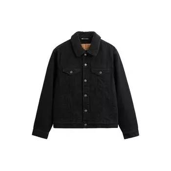 Zara Solid Color Lapel Single-Breasted Fleece Long Sleeve Denim Jacket Men jackets Black 1538323-800 M