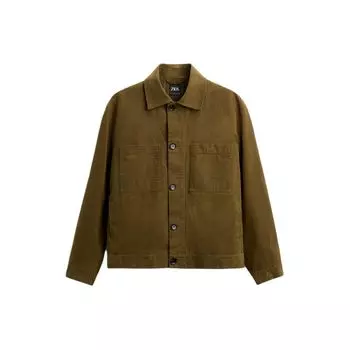 Zara Solid Color Lapel Single-Breasted Long Sleeve Jacket Men jackets Yellow-Green 7563505 510 L