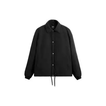 Zara Solid Color Lapel Single-Breasted Versatile Long Sleeve Jacket Men jackets Black 3833311-800 L