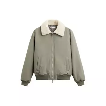 Zara Solid Color Lapel Zipper Thick Long Sleeve Jacket Men jackets Light-Green 03046501-526 S