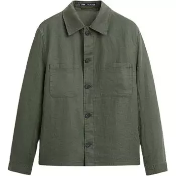 Zara Solid Color Loose Casual Shirt Jacket Men jackets Khaki 5070033-505 L