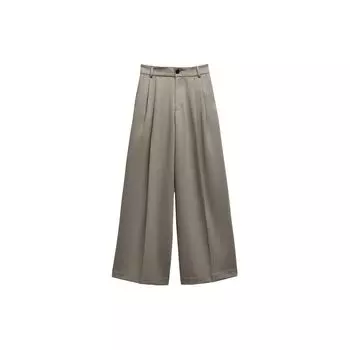 Zara Solid Color Natural Waist Straight Leg Casual Pants Women pants Brown 4391412-737 S