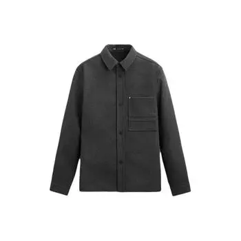 Zara Solid Color Pocket Detail Casual Long Sleeve Shirt Men shirts Gray 5070314-802 L