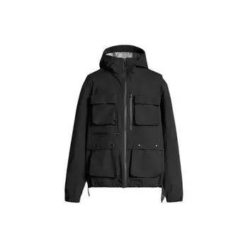 Zara Solid Color Pocket Detail Hooded Work Jacket Men Jackets Black 1732405-800 XL