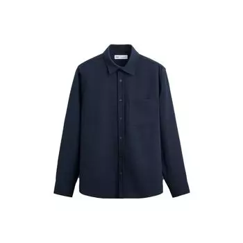 Zara Solid Color Pointed Collar Single-Breasted Long Sleeve Shirt Men shirts Blue 01063340401-33 S