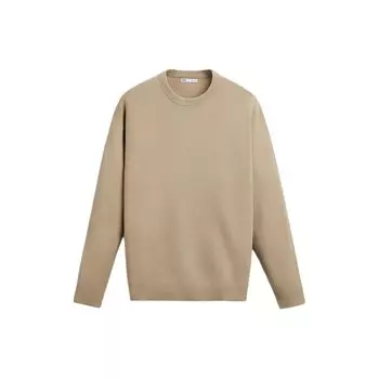 Zara Solid Color Round Neck Pullover Long Sleeve Knit Sweater Men sweater Beige 5755303-711 L