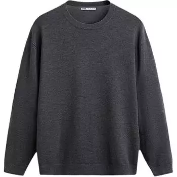 Zara Solid Color Simple Round Neck Long Sleeve Knit Sweater Men sweater Gray 6216300-803 M