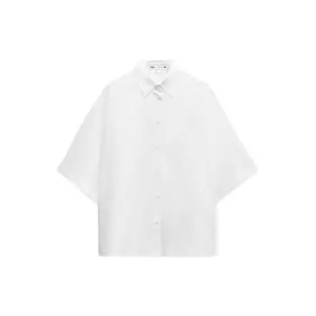 Zara Solid Color Single-Breasted Casual Short Sleeve Shirt Women shirts Faded-White 4786056-251 XS