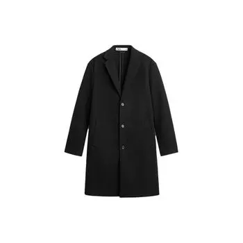 Zara Solid Color Single-Breasted Mid-Length Trench Coat Men coats Black 5070300-800 XS