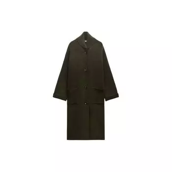 Zara Solid Color Single Breasted Mid Length Knitted Coat Women coats Khaki 5755153-505 M