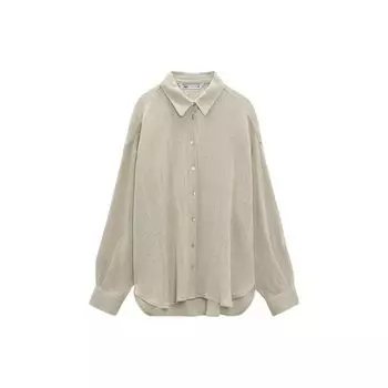 Zara Solid Color Single-Breasted Multi-Button Long Sleeve Shirt Women shirts Light-Green 07639917912-33 XL