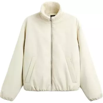 Zara Solid Color Stand Collar Comfortable Versatile Long Sleeve Cotton Jacket Men jackets White 8281410-712 M