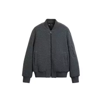 Zara Solid Color Stand Collar Zipper Long Sleeve Jacket Men jackets Gray 8281405-802 M
