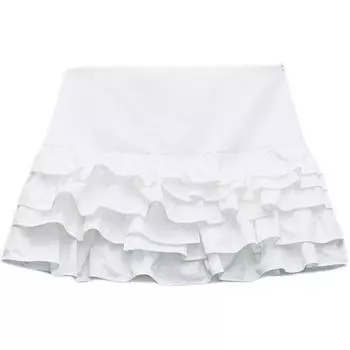 Zara Solid Color Versatile Mid-Rise Casual Skirt Women skirts White 3152421-250 M