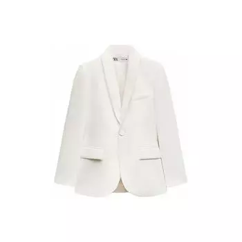 Zara Solid Color Versatile One-Button Long Sleeve Blazer Women blazers White 2550186-712 M