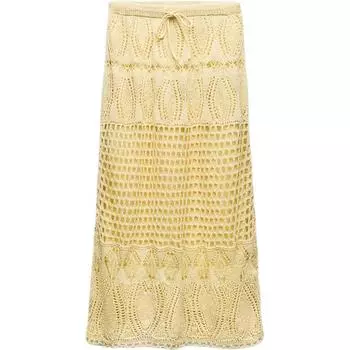 Zara Solid Color Versatile Simple High Waist Knitted Long Skirt Women skirts Yellow 3991038-300 L