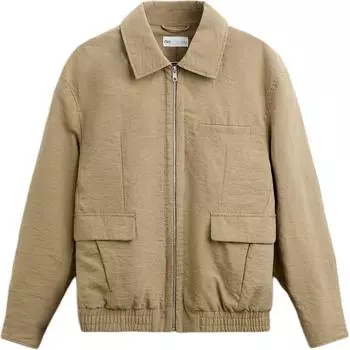 Zara Solid Color Zipper Long Sleeve Jacket Men jackets Brown 6096130-707 XL