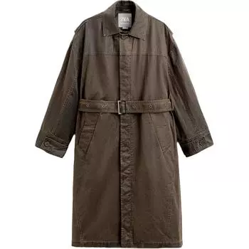 Zara Специальная Коллекция Вощеное Покрытие Выстиранное Длинное Пальто Мужские пальто Коричневый 08281411-35