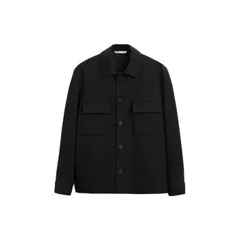 Zara Square Neck Casual Button Long Sleeve Shirt Men tops Black 00706430800-33 XL