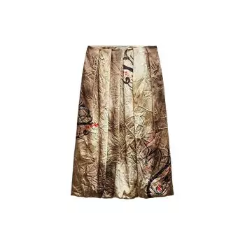 Zara SS24 Год Дракона Ограниченный выпуск принтованная миди универсальная плиссированная повседневная юбка женские юбки многоцветные 02407011330-36 L