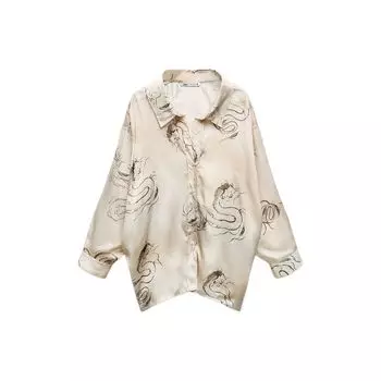 Zara Ss24 Год Дракона Ограниченный выпуск Простая рубашка с длинным рукавом с принтом Женские рубашки Многоцветные 02402010330-36 XS