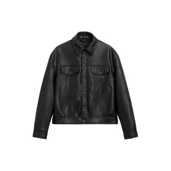Zara SS24 Year Of The Dragon Limited Edition Lapel Printed Faux Leather Jacket Men Jacket Black 5320552-800 XL