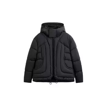 Zara SS24 Year Of The Dragon Limited Edition Solid Color Thick Hooded Zipper Long Sleeve Cotton Jacket Men jackets Black 5320410-800 L