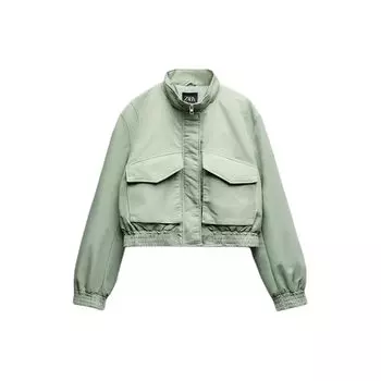 Zara Ss24 Year Of The Dragon Limited Edition Solid Color Stand Collar Zipper Short Long Sleeve Jacket Women jackets Light-Pink 04341747537-36 S