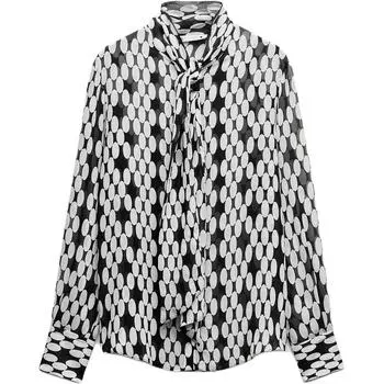 Zara Ss24 Zw Series Color Block Simple Comfortable Round Neck Long Sleeve Shirt Women shirts Multicolor Striped 2924087-064 M