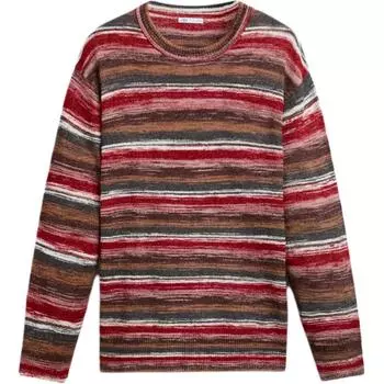 Zara Striped Jacquard Round Neck Casual Long Sleeve Knit Sweater Men sweater White 5536400-104 XL