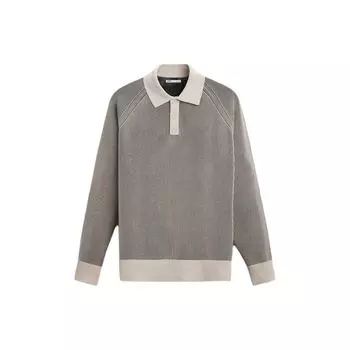 Zara Striped Pullover Straight Cut Knit Long Sleeve Polo Shirt Men tops Black 4938404-800 M