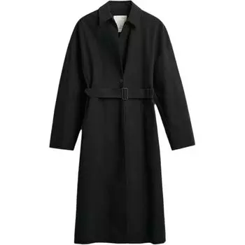 Zara Studio Nicholson Collaboration Solid Color Shirt Collar Long Sleeve Dress Women dresses Black 2013825-800 S