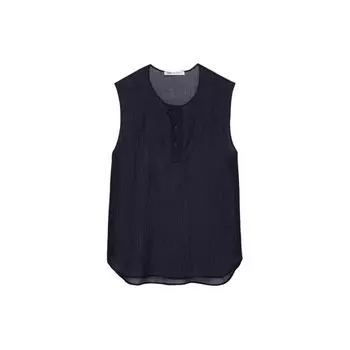 Zara Studio Series Solid Color Round Neck Comfortable Casual Sleeveless Shirt Men shirts Blue 4088701-485 S
