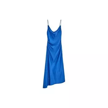 Zara Sweet Solid Color Midi Slip Dress Women dresses Dark-Blue 7775428-420 L
